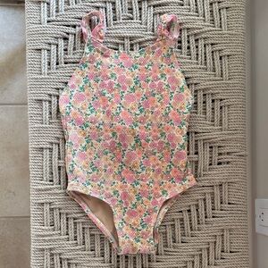 Old Navy Floral One Piece Swimsuit Toddler Girls 2T Pink Green Ruffle